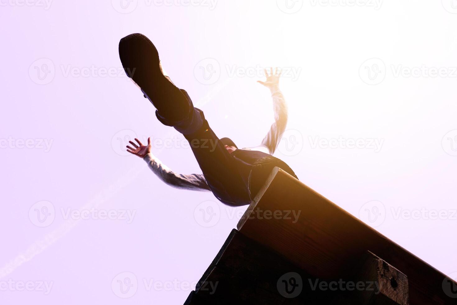 man silhouette portrait trekking in the mountain in summertime photo