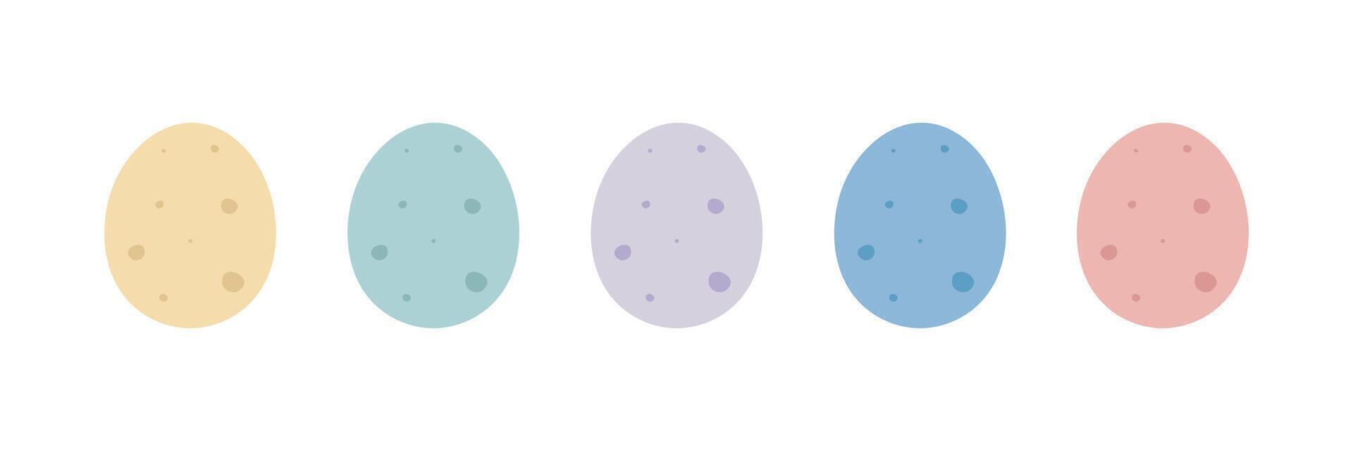 Set of cute Easter eggs isolated on white background. Flat cartoon vector illustration. Easter theme.