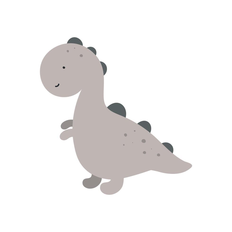 Cute dinosaur. Flat cartoon vector illustration isolated on white background. For card, posters, banners, printing on the pack, printing on clothes, fabric, wallpaper, textile or dishes.