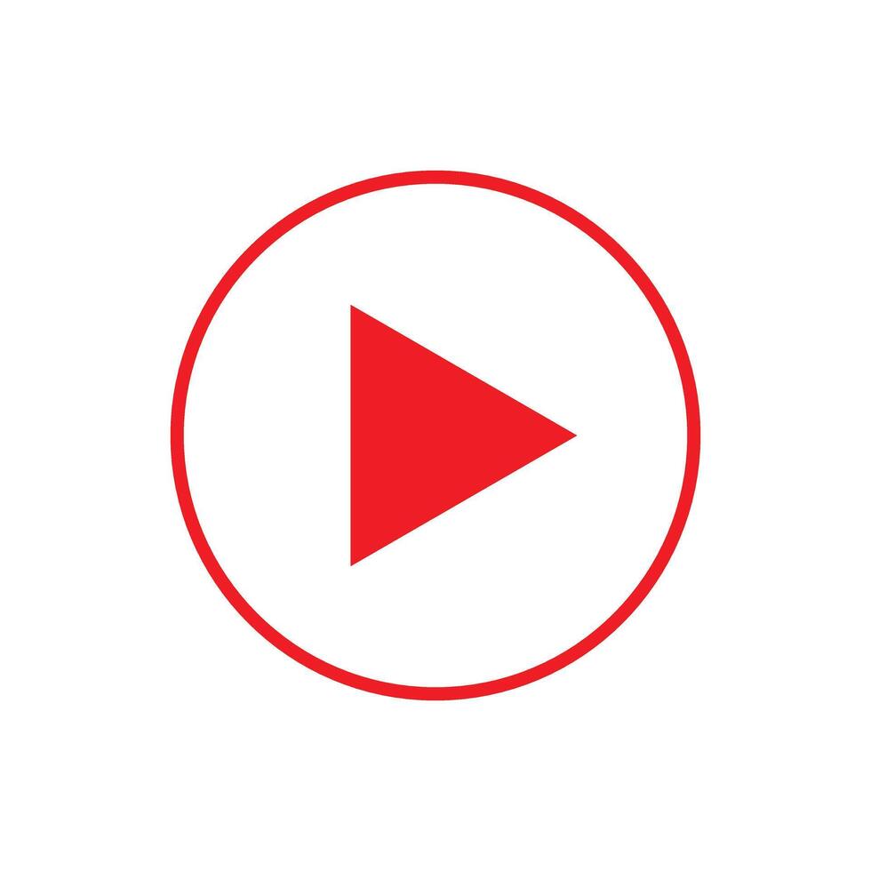 red play video or play media flat icon for apps and websites. Vector