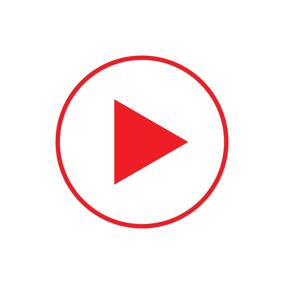 red play video or play media flat icon for apps and websites. Vector