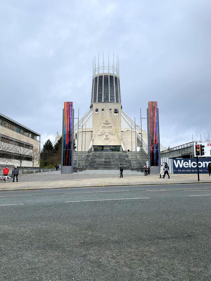 Liverpool in the UK on 11 February 2024. A view of Liverpool Metropolitan Cathedral photo