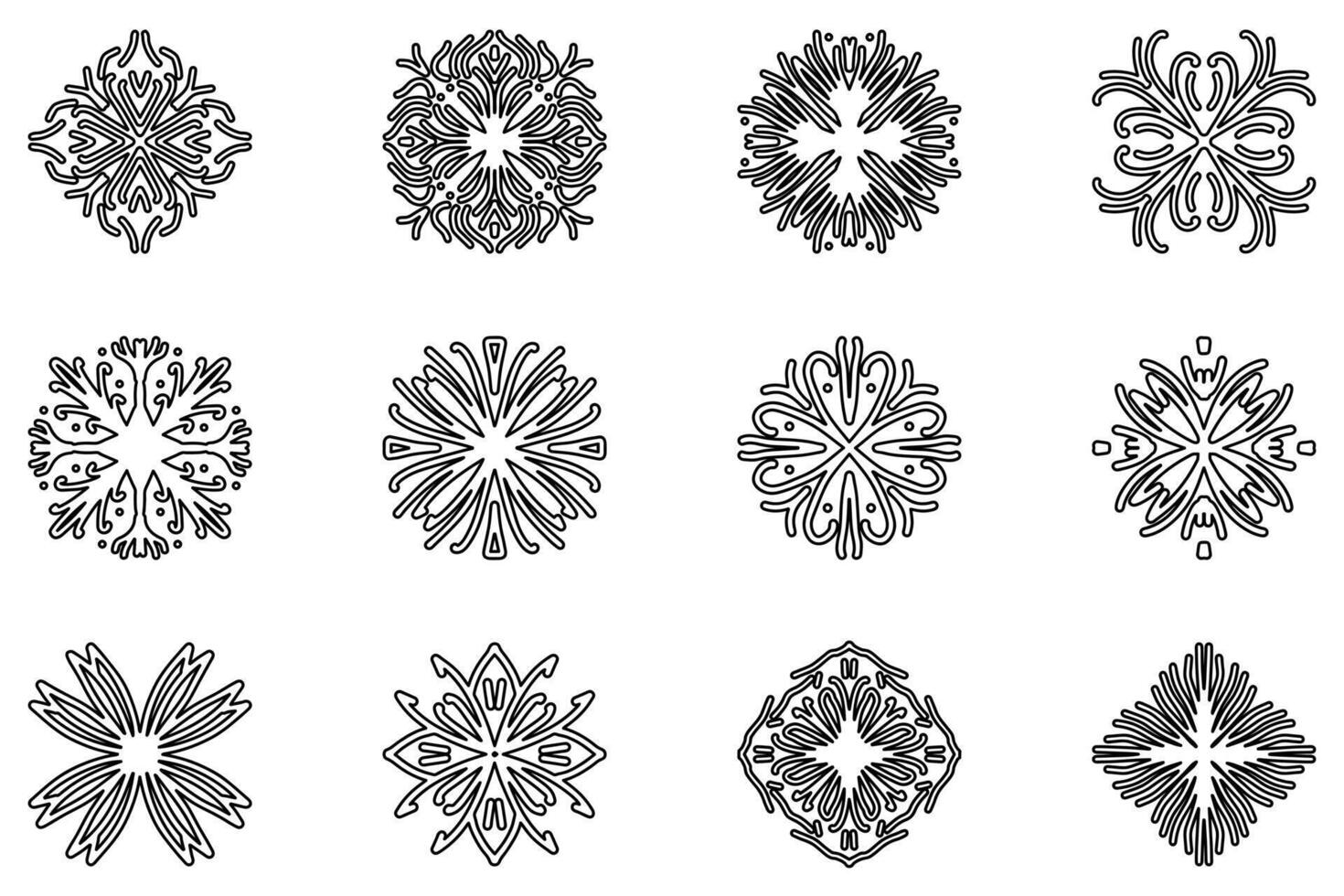 Ornament set icon. Artistic abstract vector