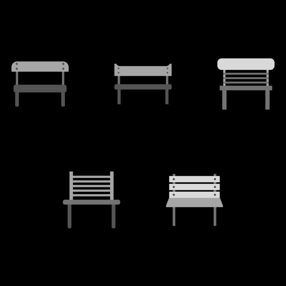 Park bench icon set. Outdoor furniture vector