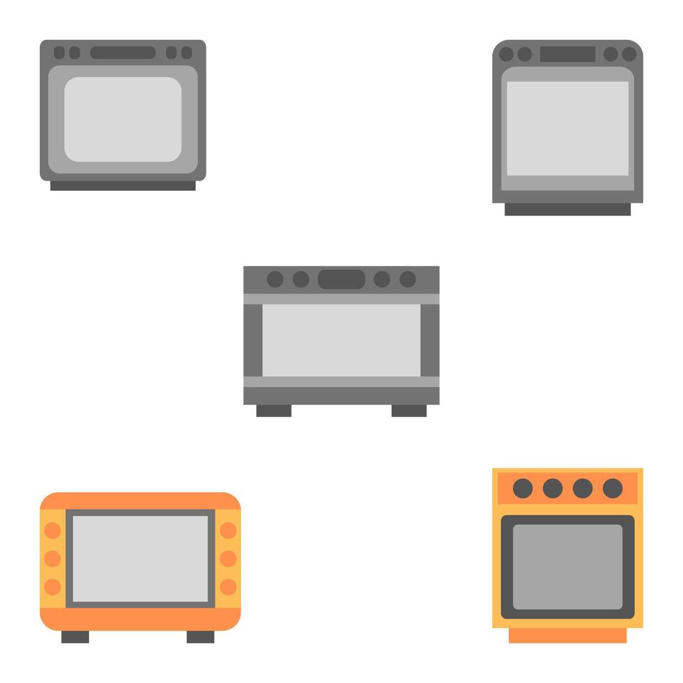 Oven icon set. Cooking equipment vector