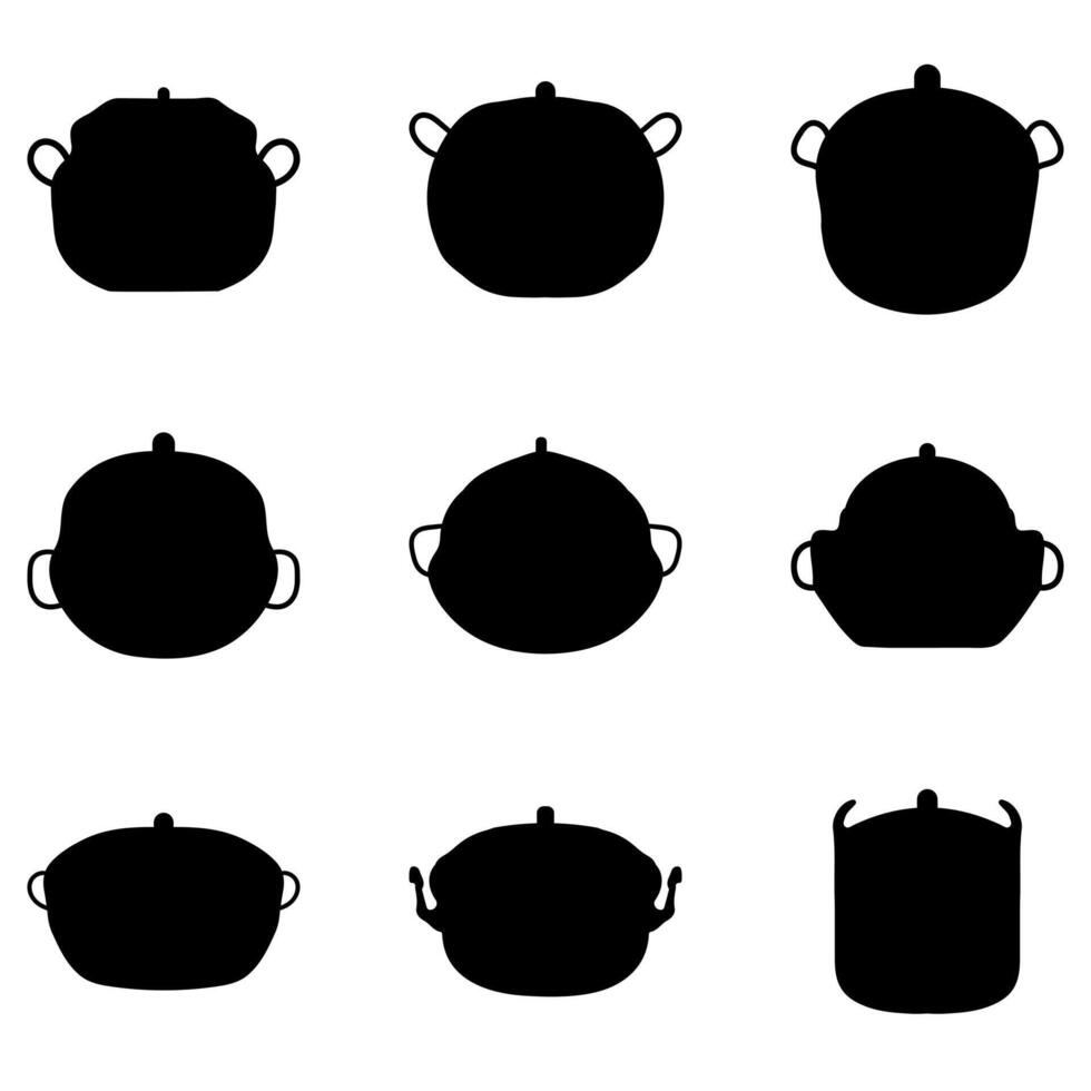 Boiling pot silhouette. Cooking ware flat design vector