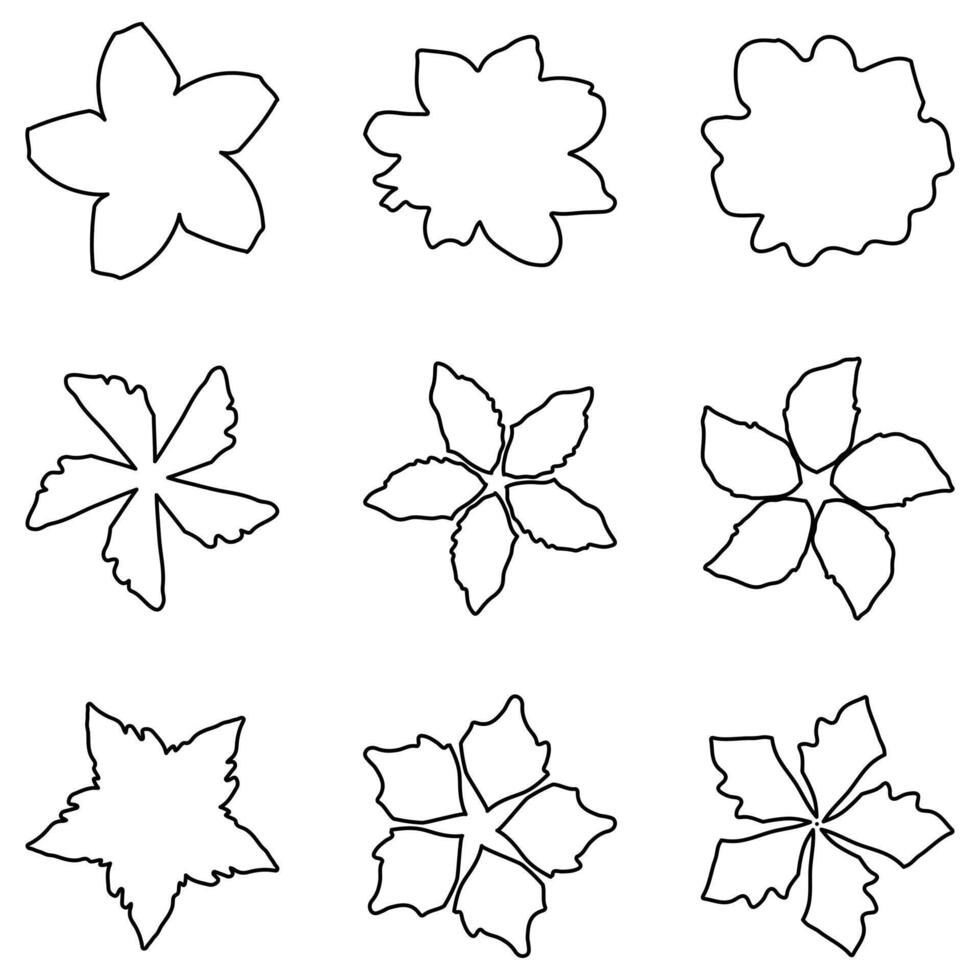 Outline flower icon set. Nature flat design vector