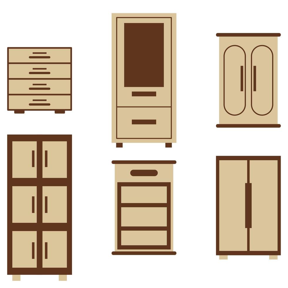 Cupboard icon set. Home furniture vector
