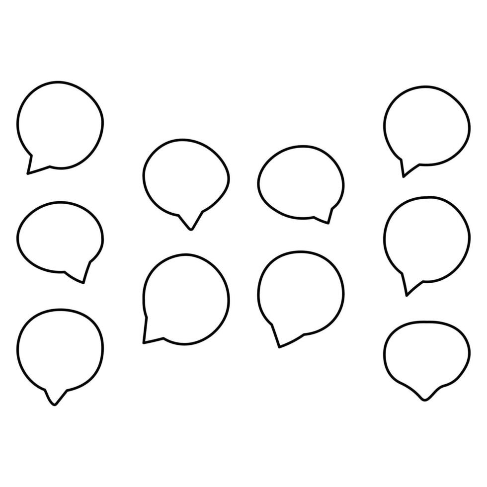Speech bubble outline icon set. Communication vector
