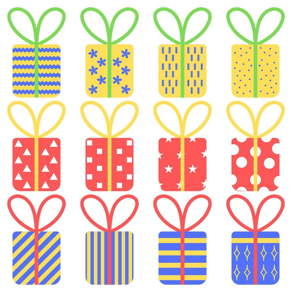 Gift box set. Surprise flat design vector