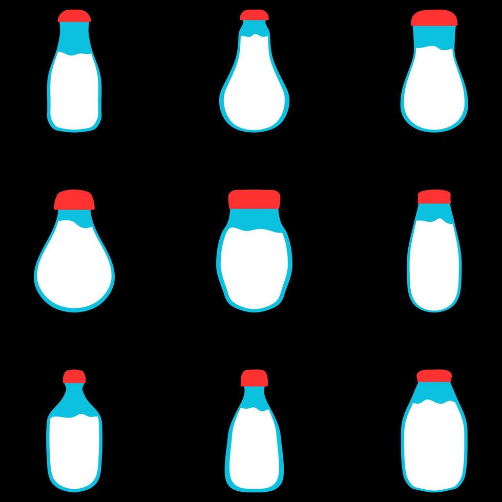 Milk in bottle icon set. Healthy drink product vector