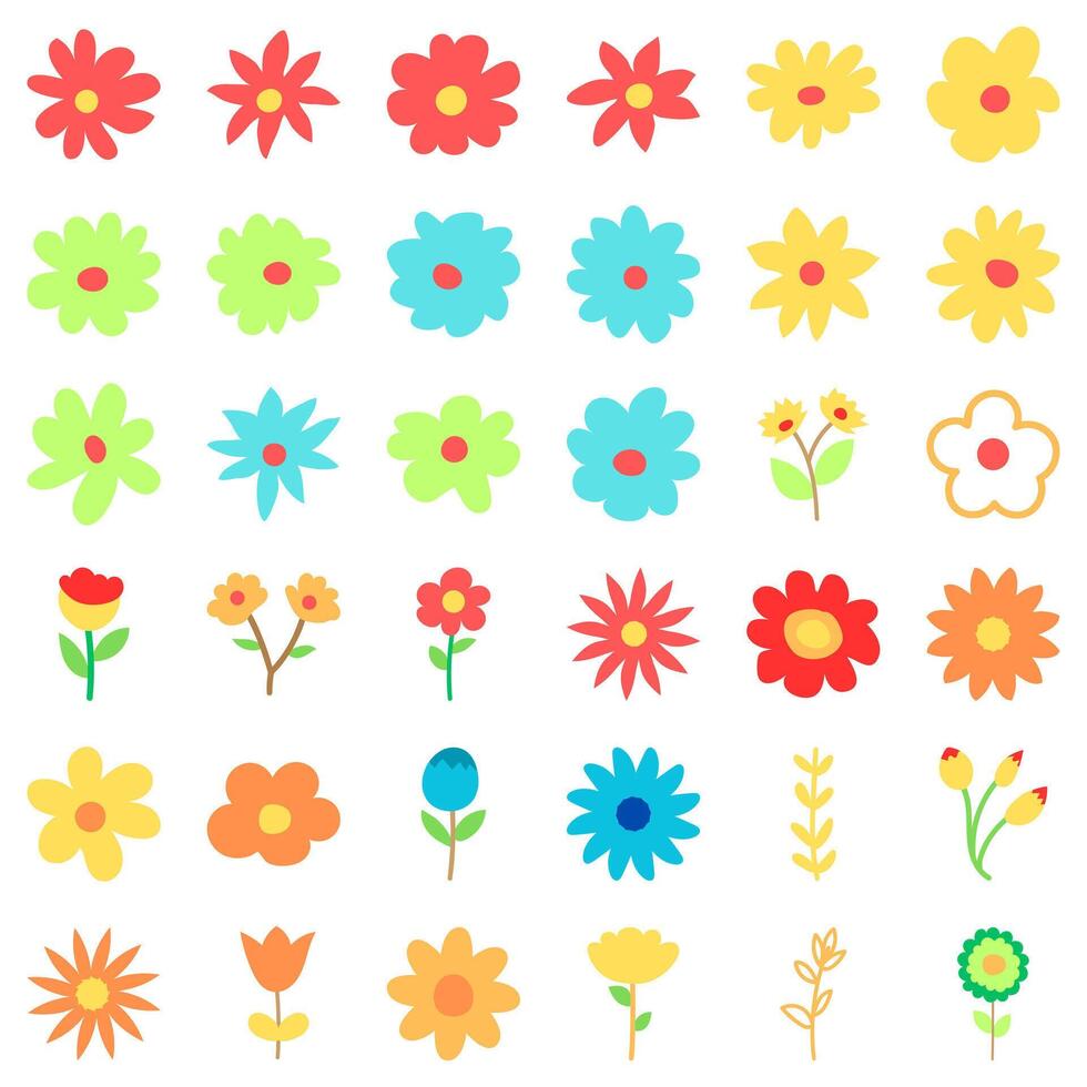 Flower icon set. Botanical Vector