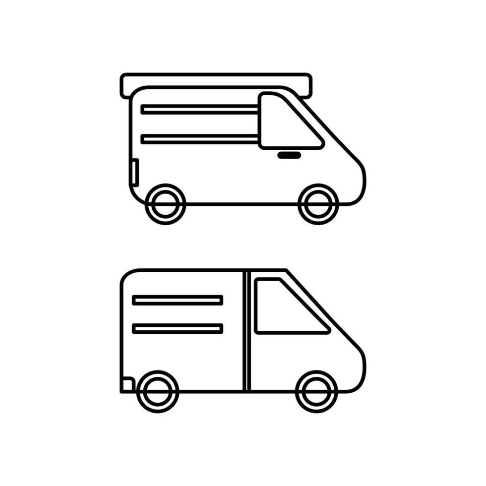 Van outline icon set. Transport vehicle vector
