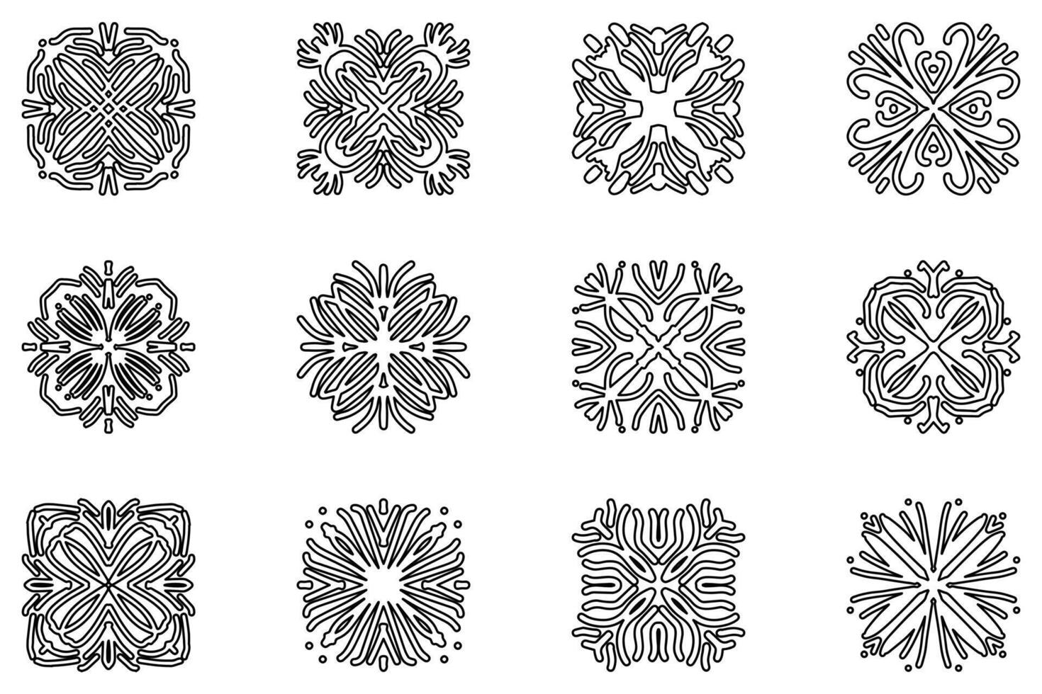 Ornament set icon. Artistic abstract vector