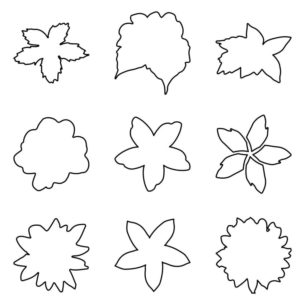 Outline flower icon set. Nature flat design vector