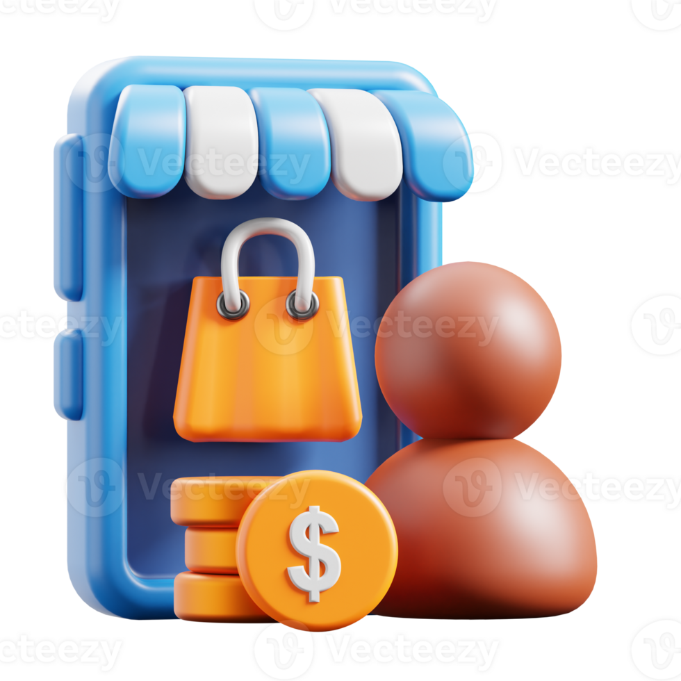 3D Seller icon on transparent background png