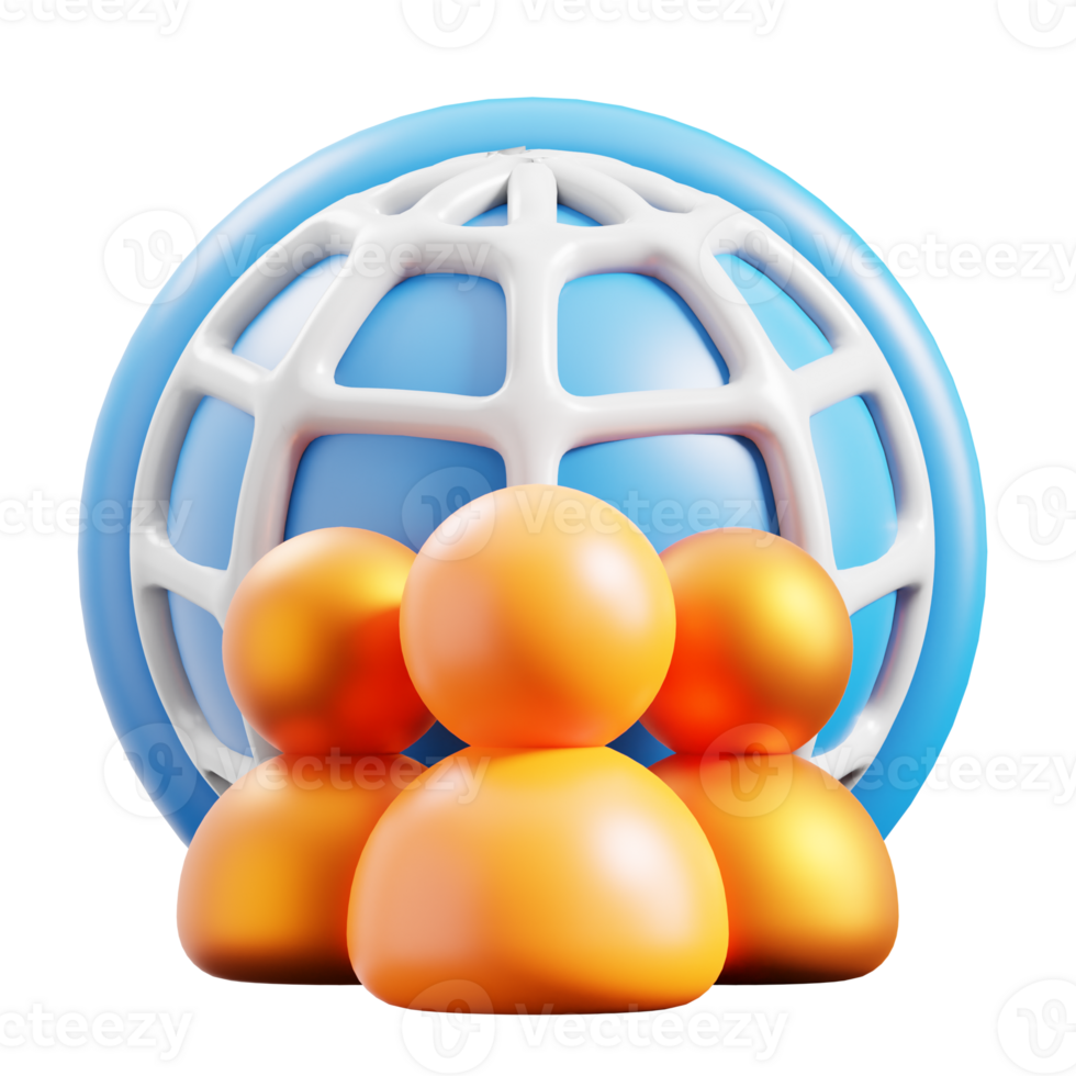 3D Networking icon on transparent background png