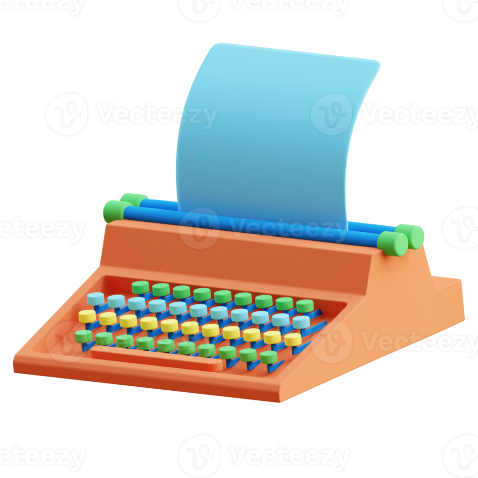 3D Typewriter icon on transparent background png