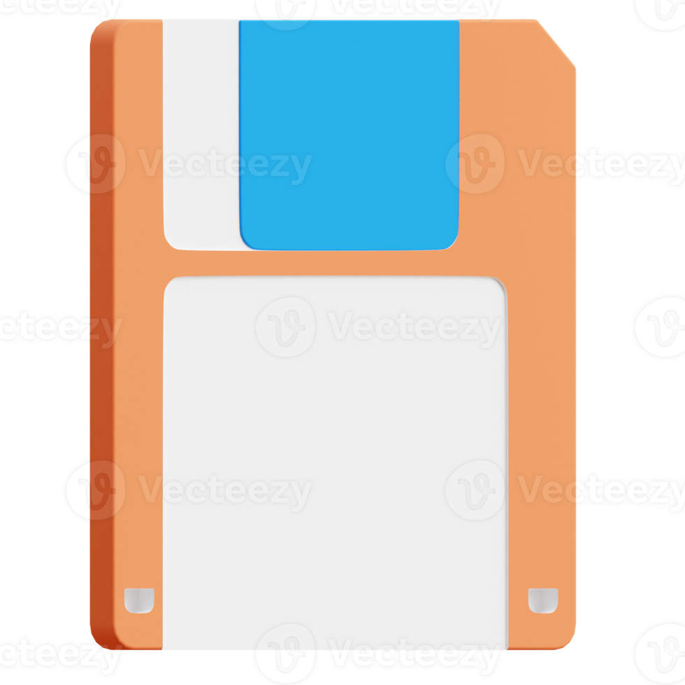 3D Floppy Disk icon on transparent background png