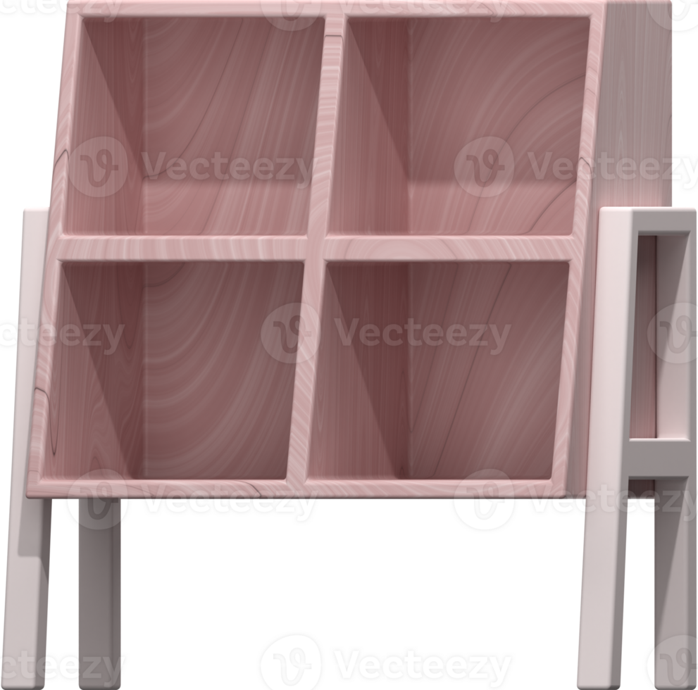3D Bookshelf icon on transparent background png