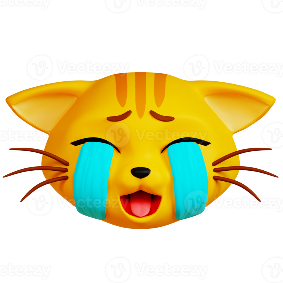 3D Crying Cat icon on transparent background png