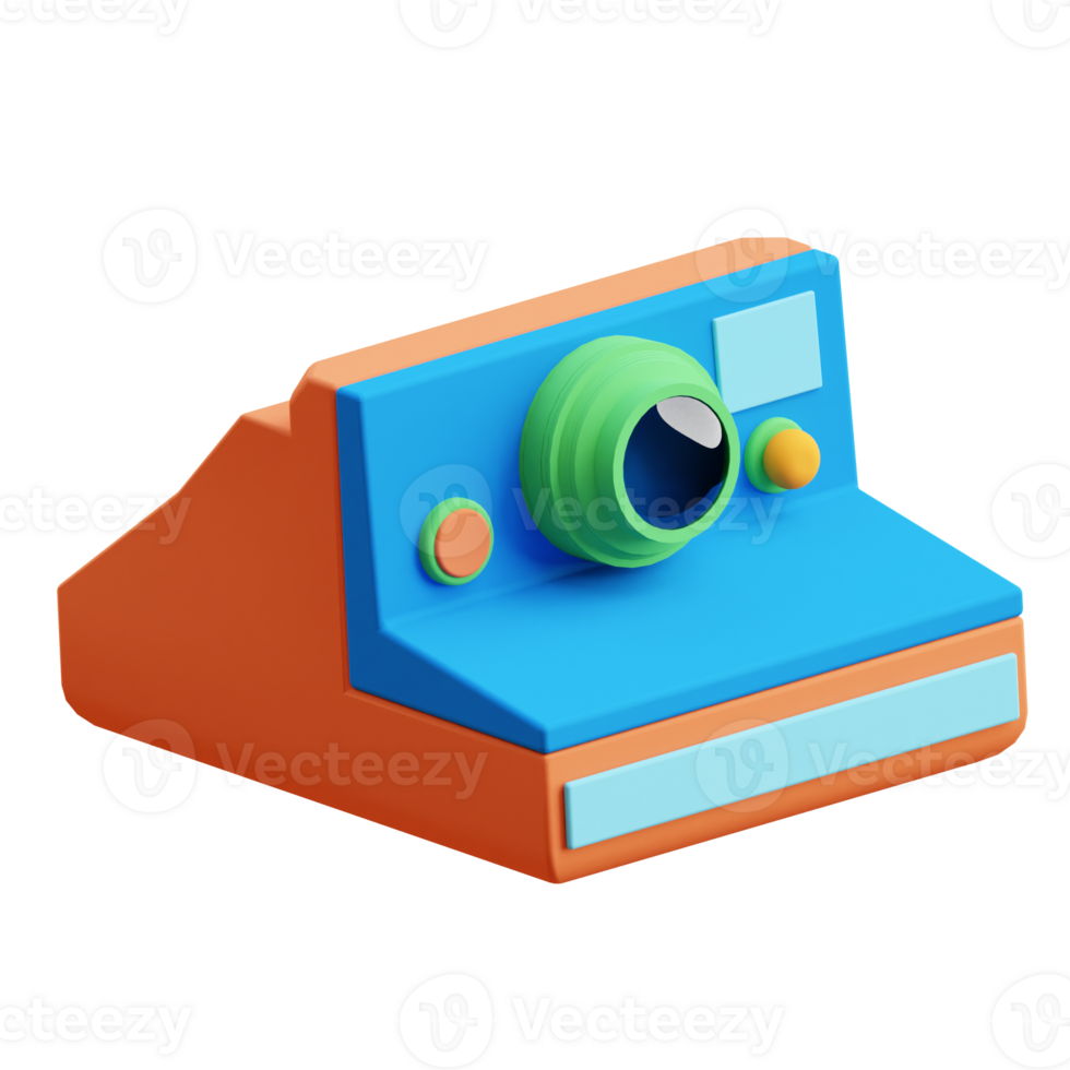 3D Polaroid Camera icon on transparent background png