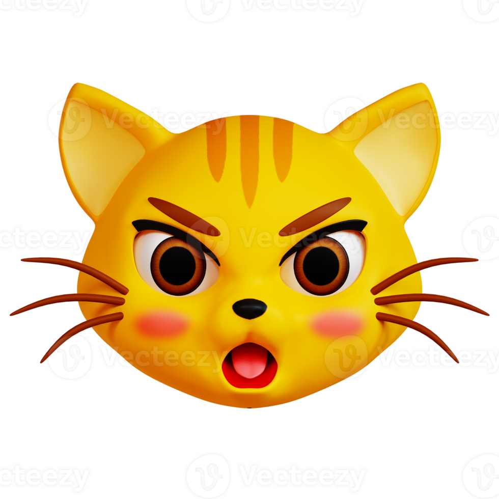 3D Mad Cat icon on transparent background png