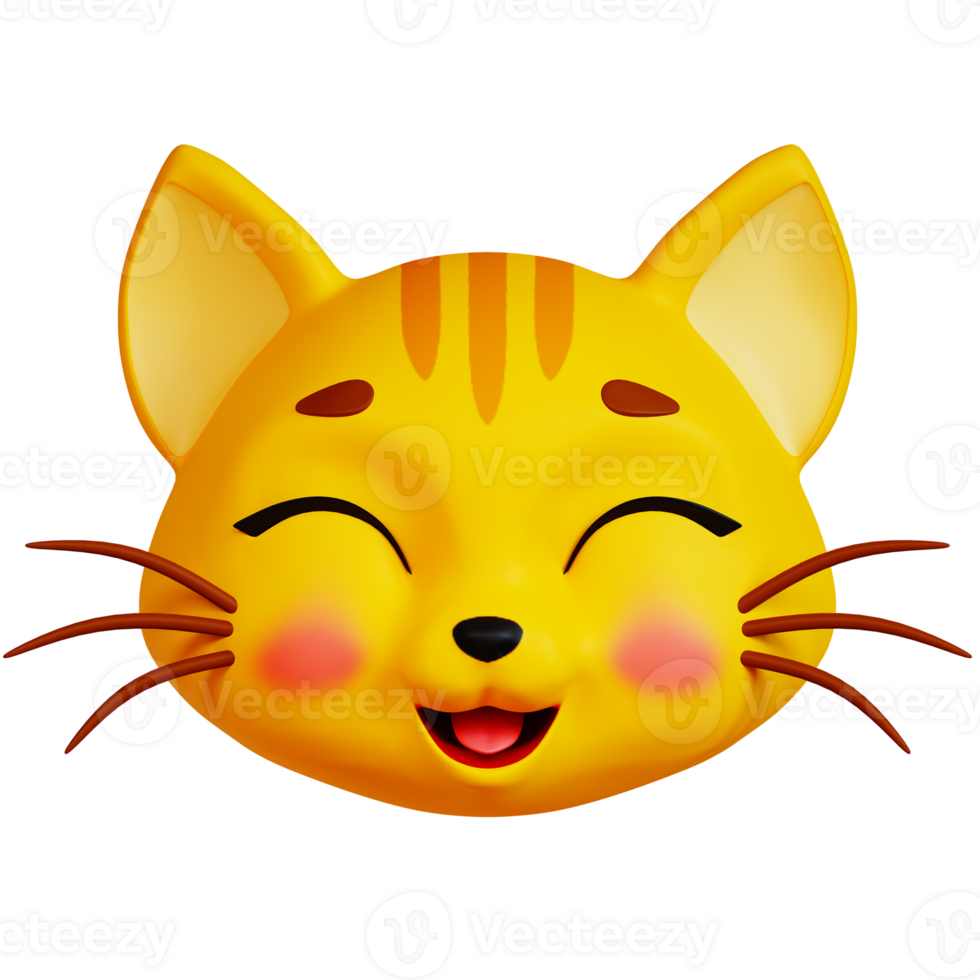 3D Happy Cat icon on transparent background png