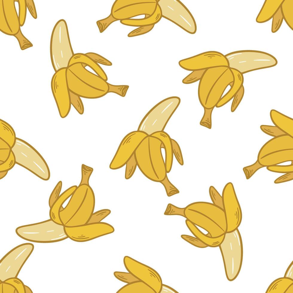 Ripe opened bananas seamless pattern vector