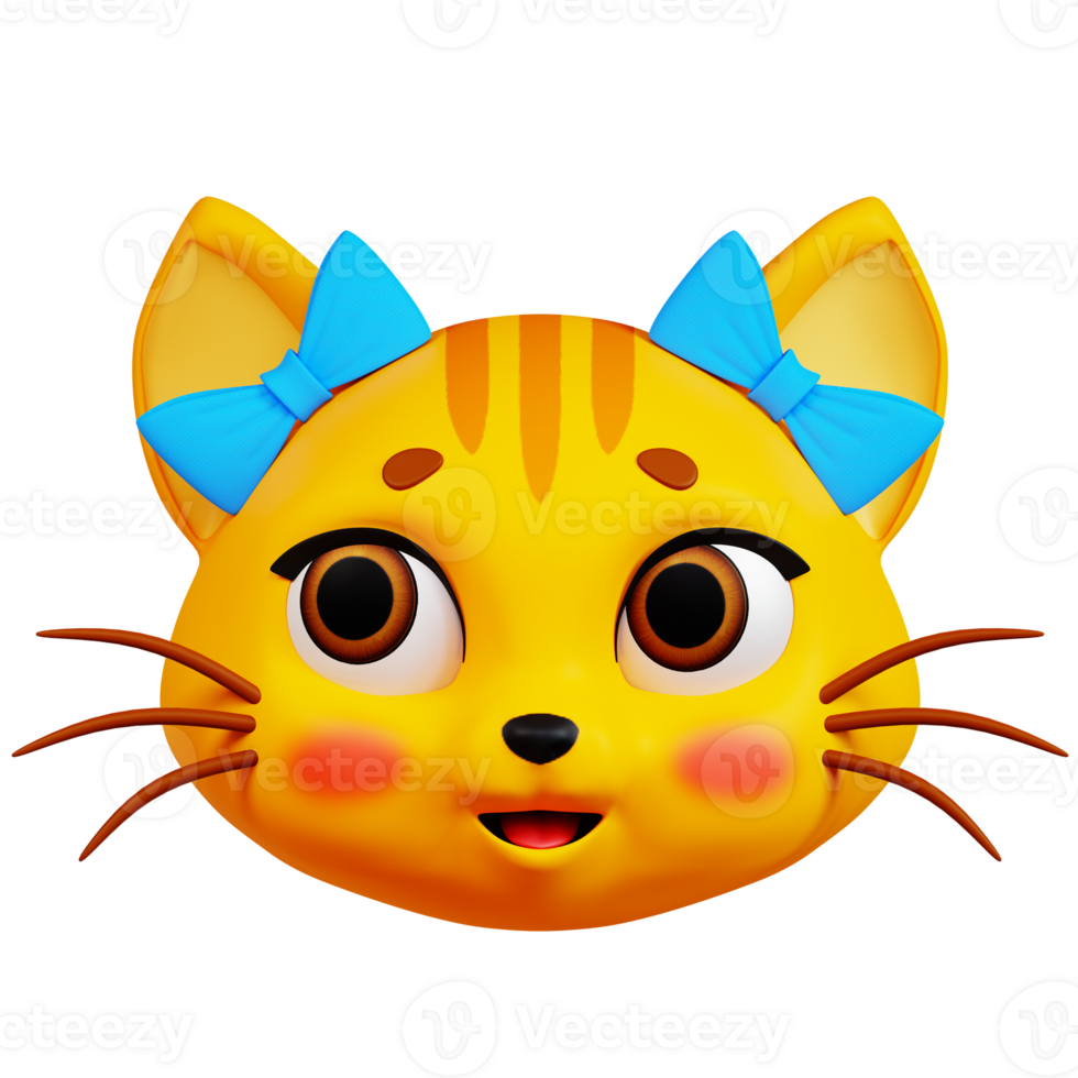 3D Cat with Two Ribbons icon on transparent background png