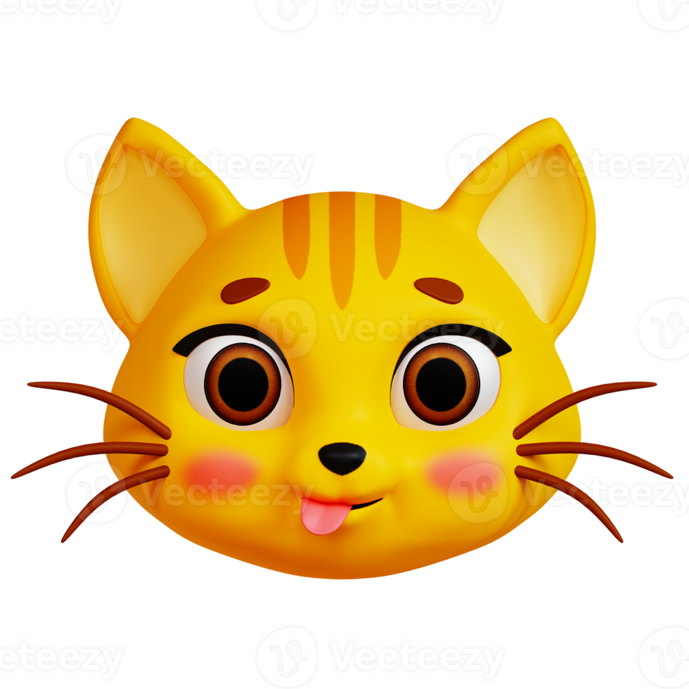 3d tonto gato icono en transparente antecedentes png