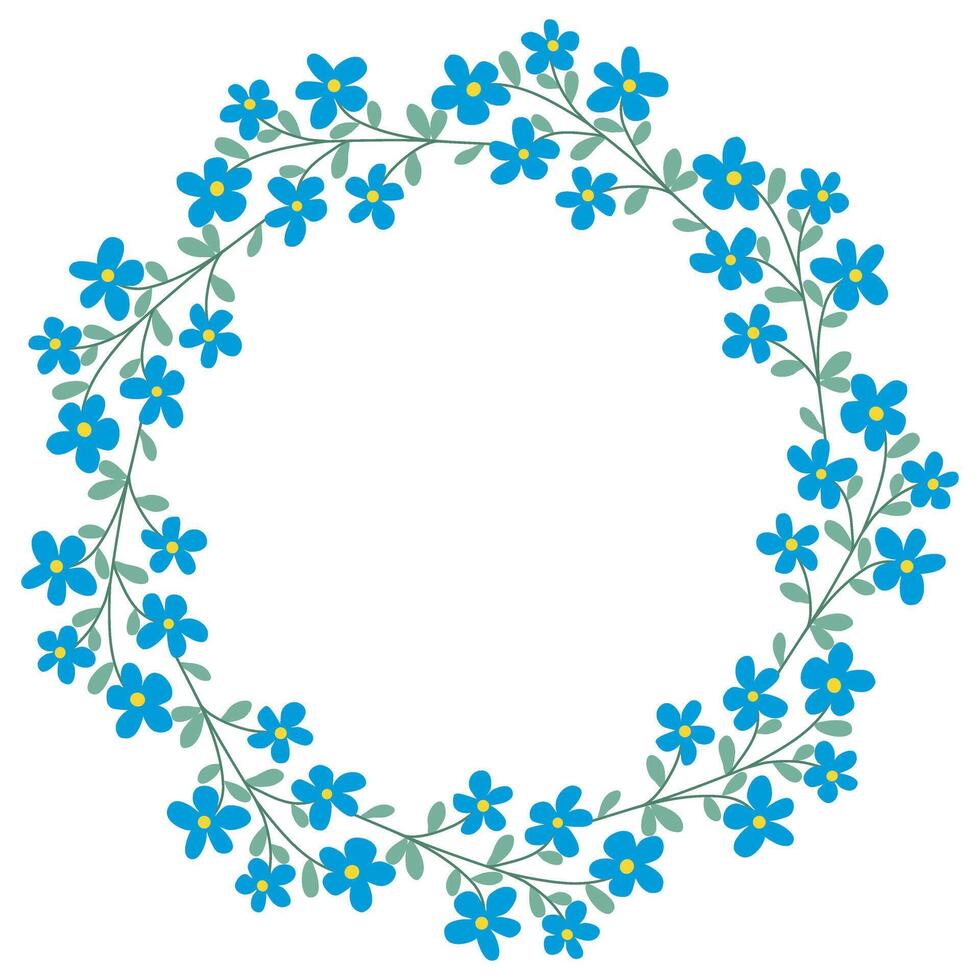 Cornflowers spring wreath with copy space vector