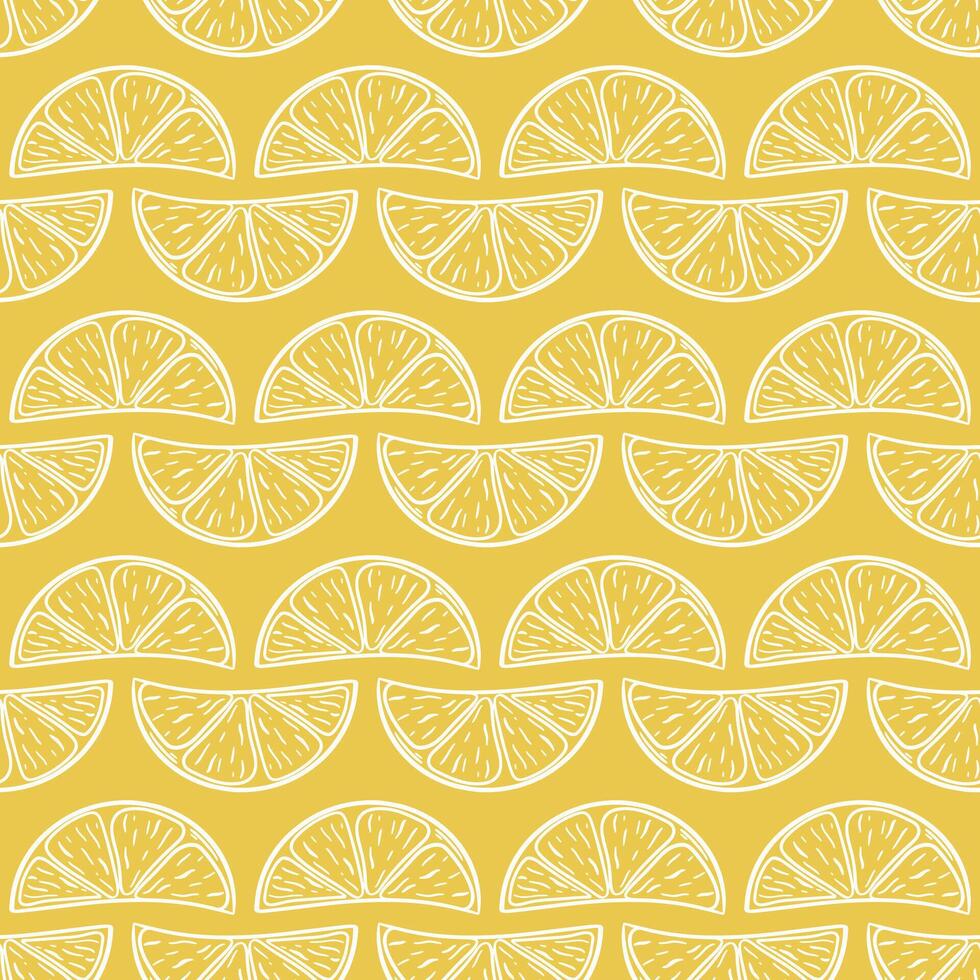 Yellow bright print with lemon slices vector