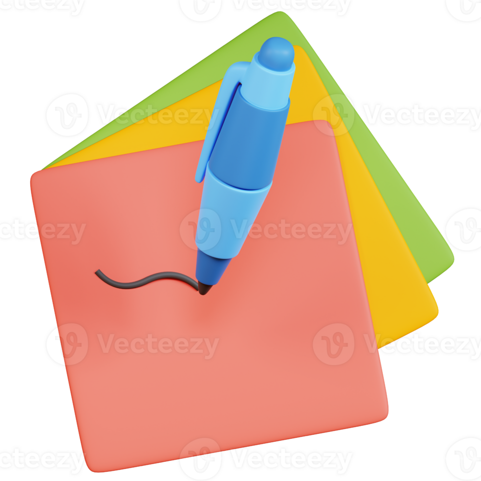 3D sticky note icon on transparent background png