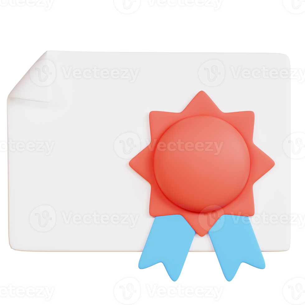 3D certificate icon on transparent background png
