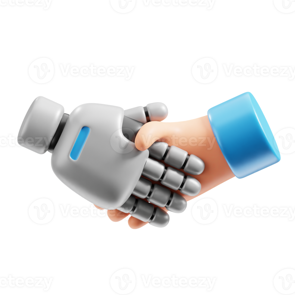 3D Human and robot handshake icon on transparent background png