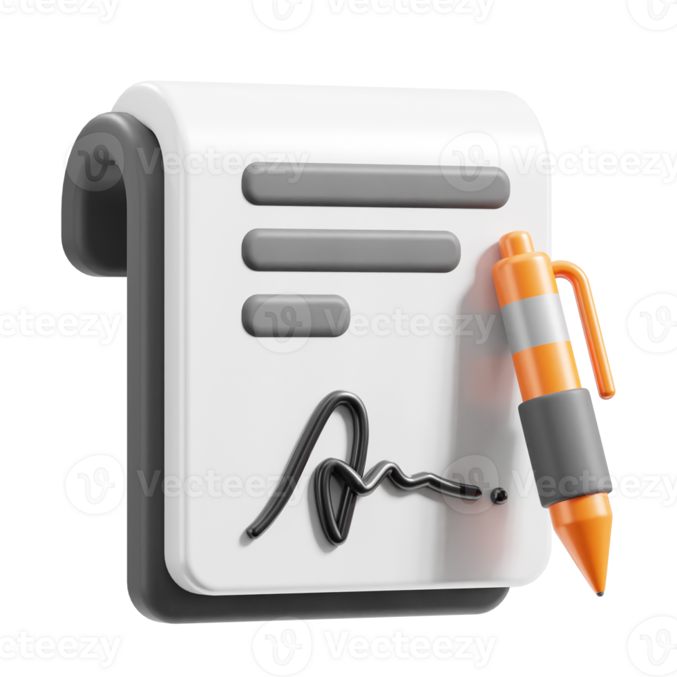 3D Contract icon on transparent background png