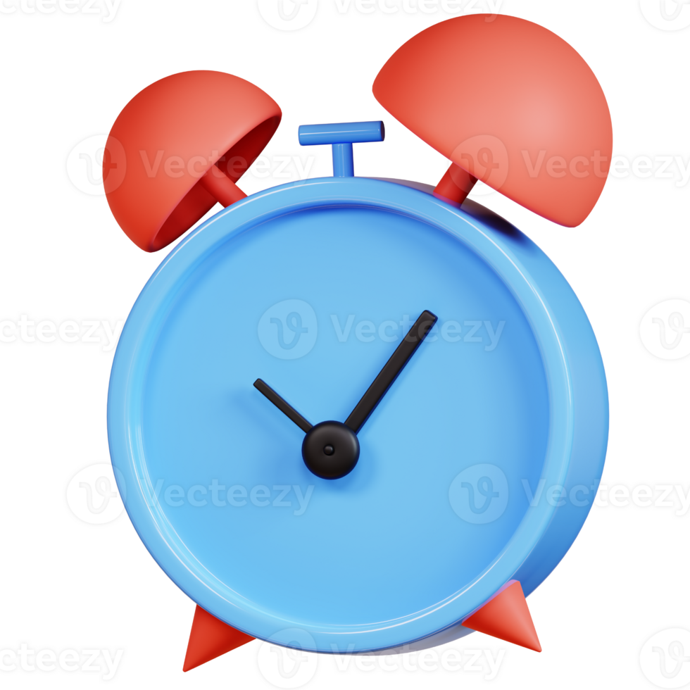 3D alarm clock icon on transparent background png
