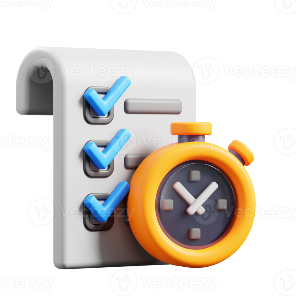3D Time tracking icon on transparent background png