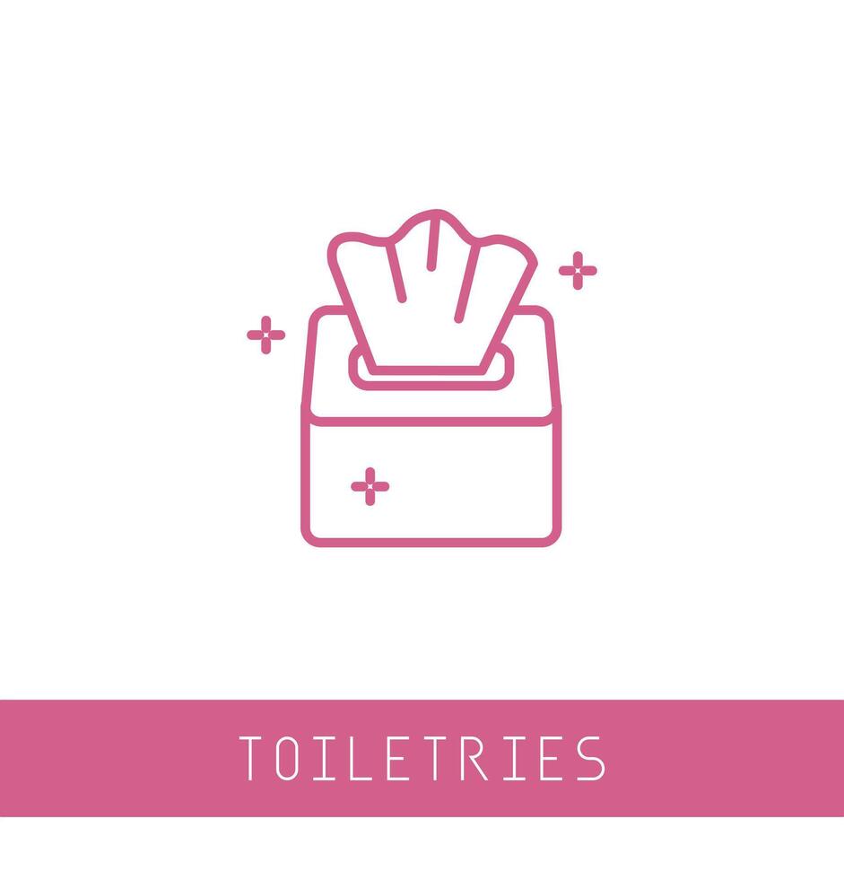 Tissue Icon Logo Vector Symbol. Kleenex Icon. tissue box icon, vector illustration. wet wipes icon. outline pink color. isolated on white background