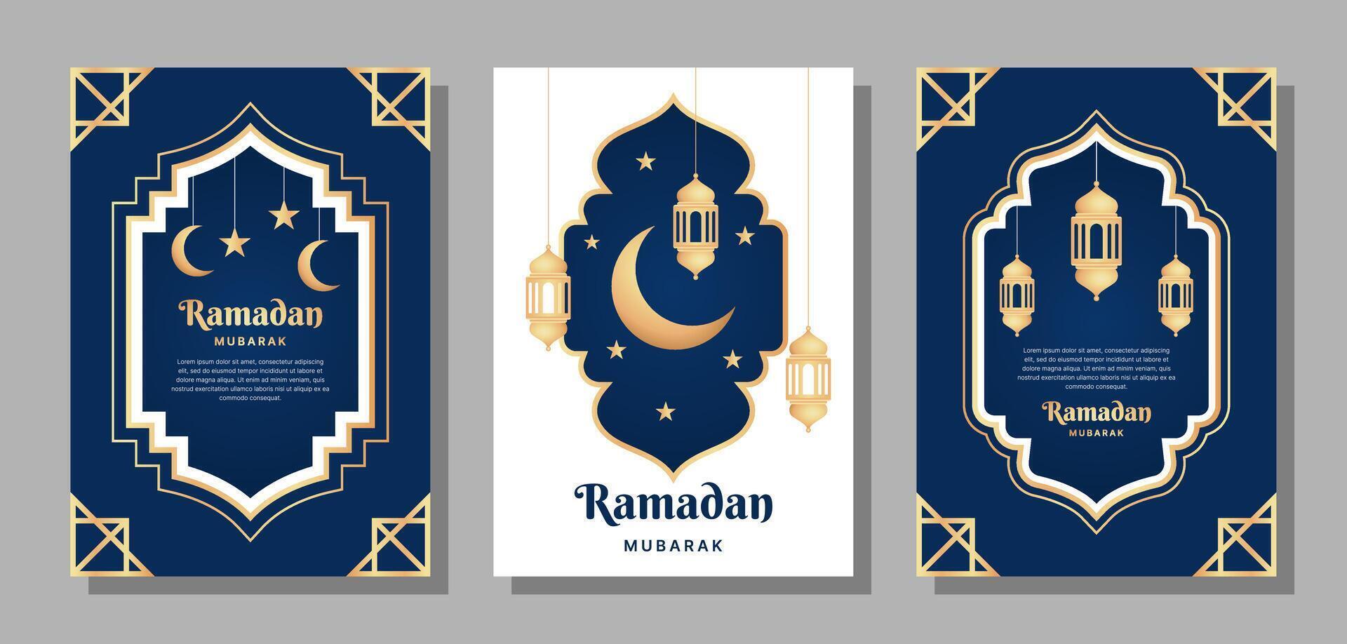 conjunto de vector a4 Talla Ramadán Mubarak diseños para volantes, carteles, folletos, y otros.