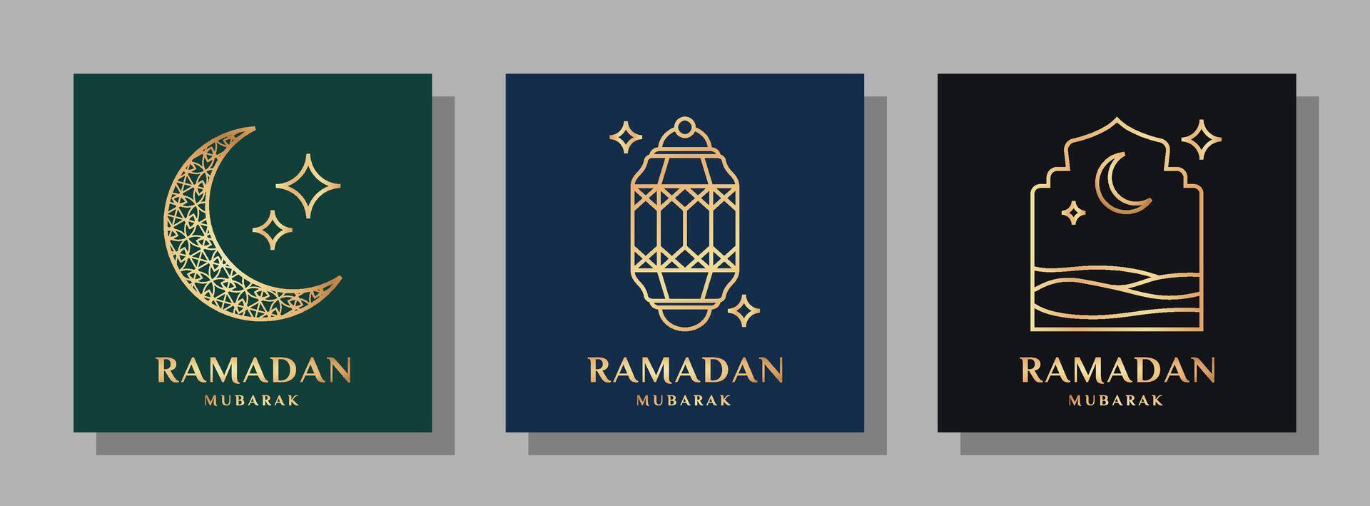 Set of vector ramadan mubarak designs for posters, cards, covers, and others.