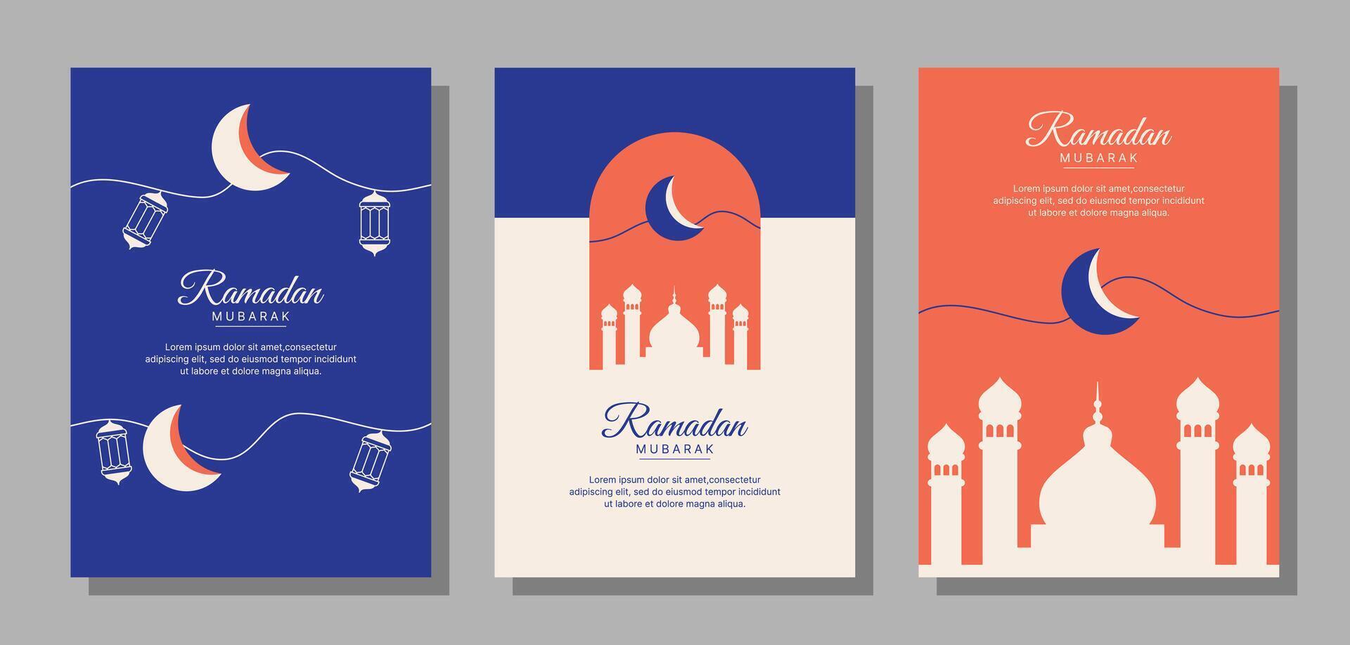 Set of vector A4 size ramadan mubarak for posters, cards, covers, and others.