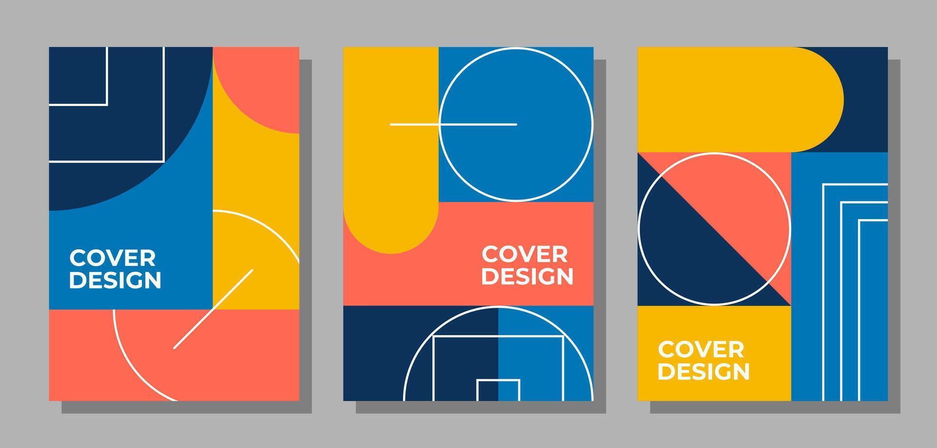 Set of vector A4 size abstract geometric covers for flyers, posters, brochures, magazine, annual report, poster, wallpapers, and other.