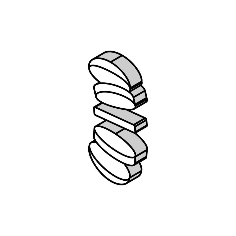 cut kiwi ingredient isometric icon vector illustration