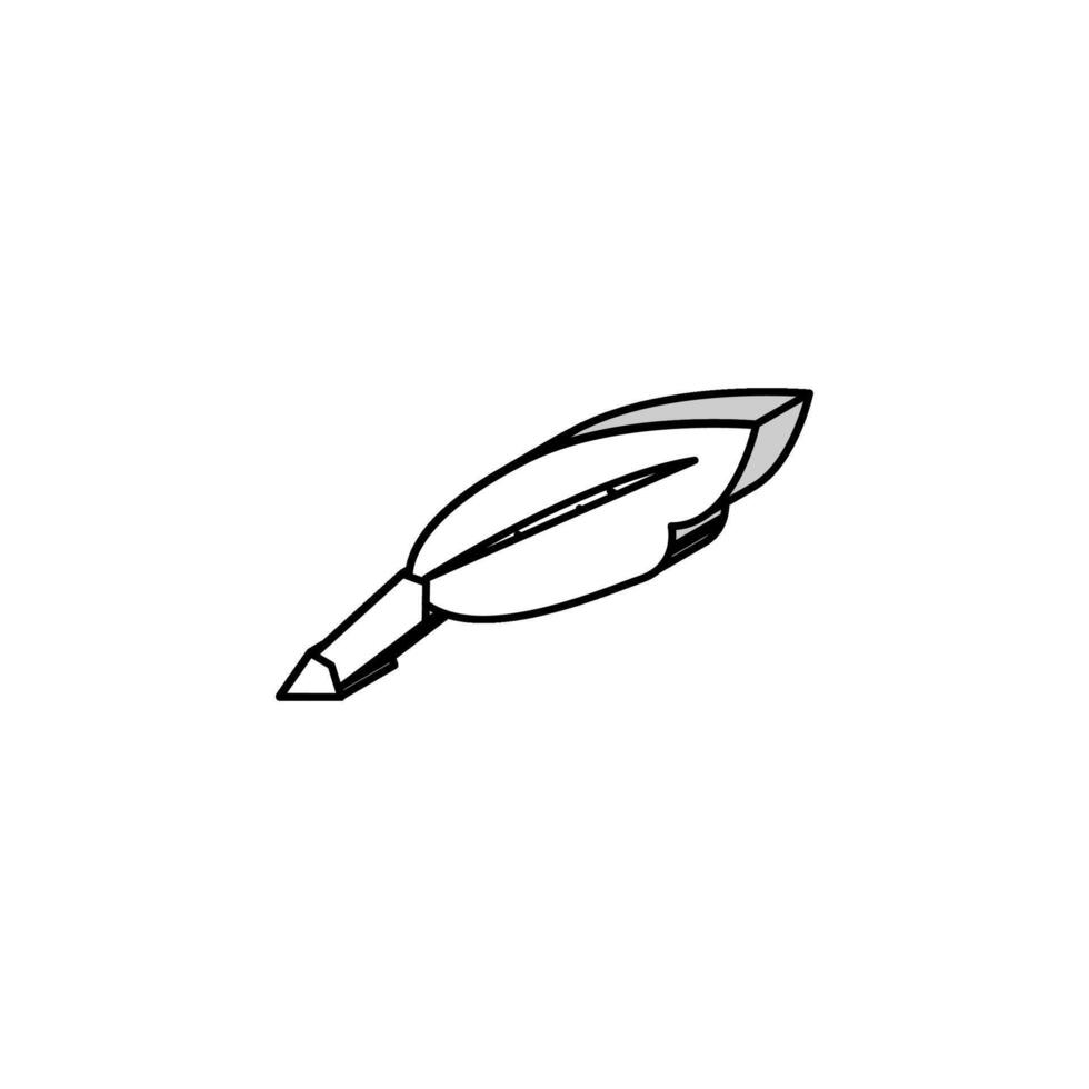 pen feather soft fluffy isometric icon vector illustration