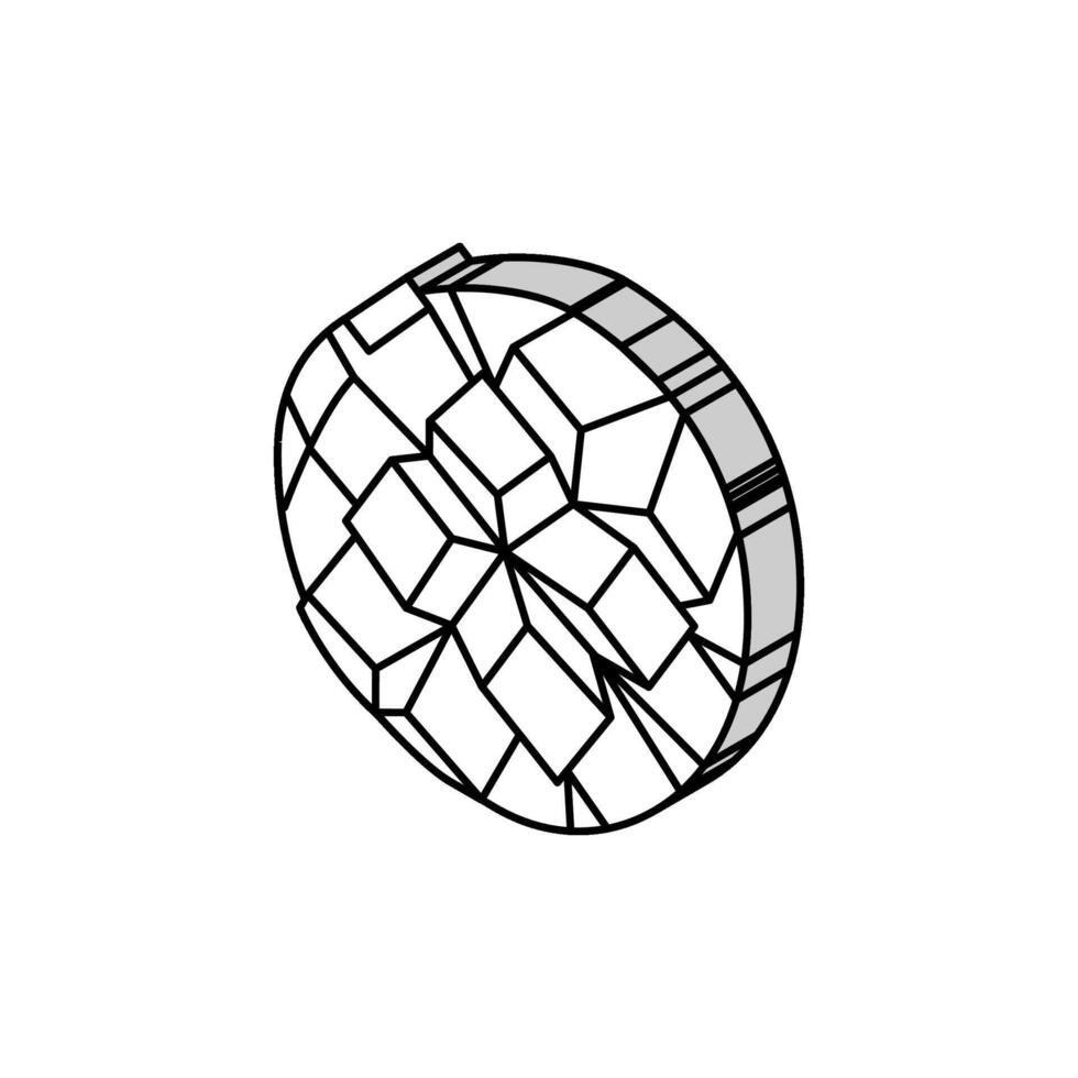 slice mango cube isometric icon vector illustration