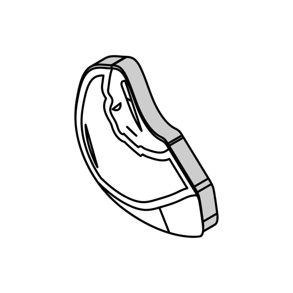 ripe peach slice isometric icon vector illustration