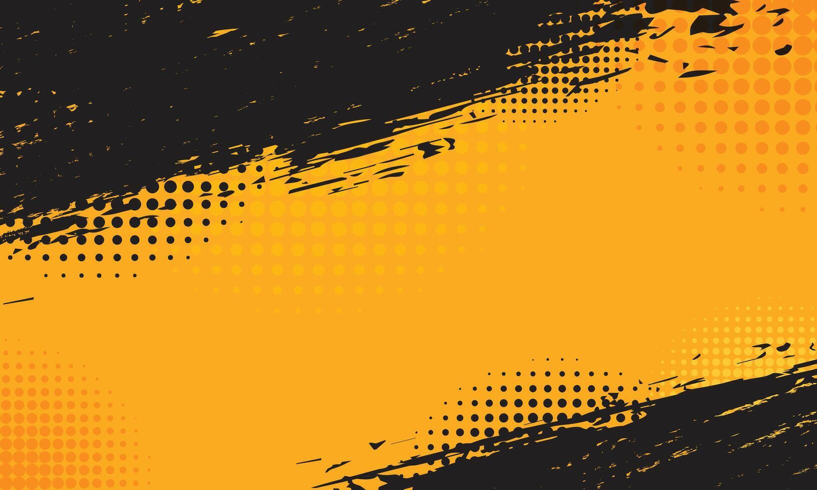 Modern background textured black yellow grunge brush strokes vector