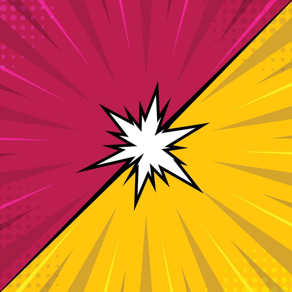 Flat cartoon comic background. Pop art comic background. Fight backgrounds comics style design. Vector Illustration